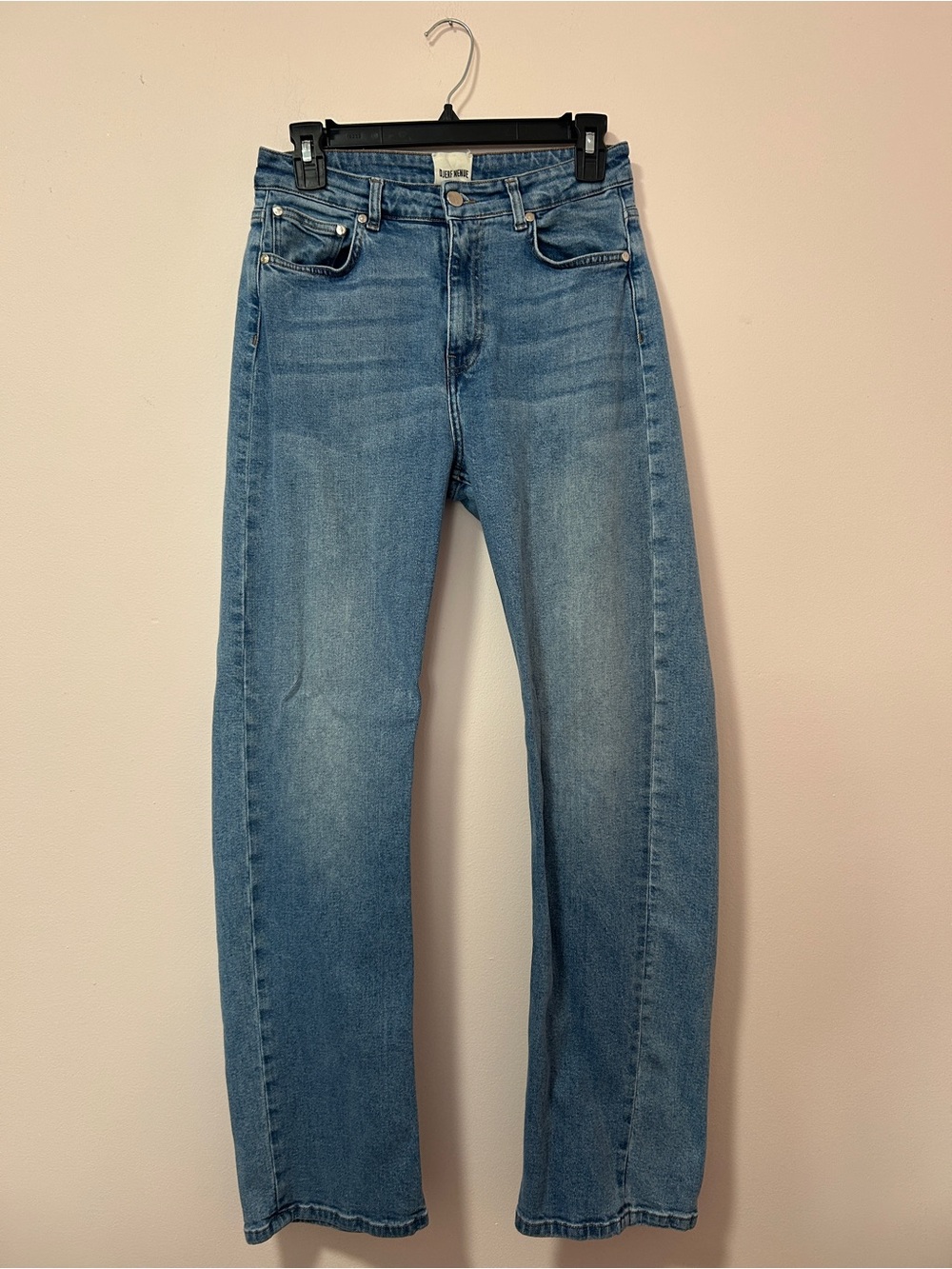 Djerf Avenue Straight Jeans Mid Blue Size 29 Regular Length